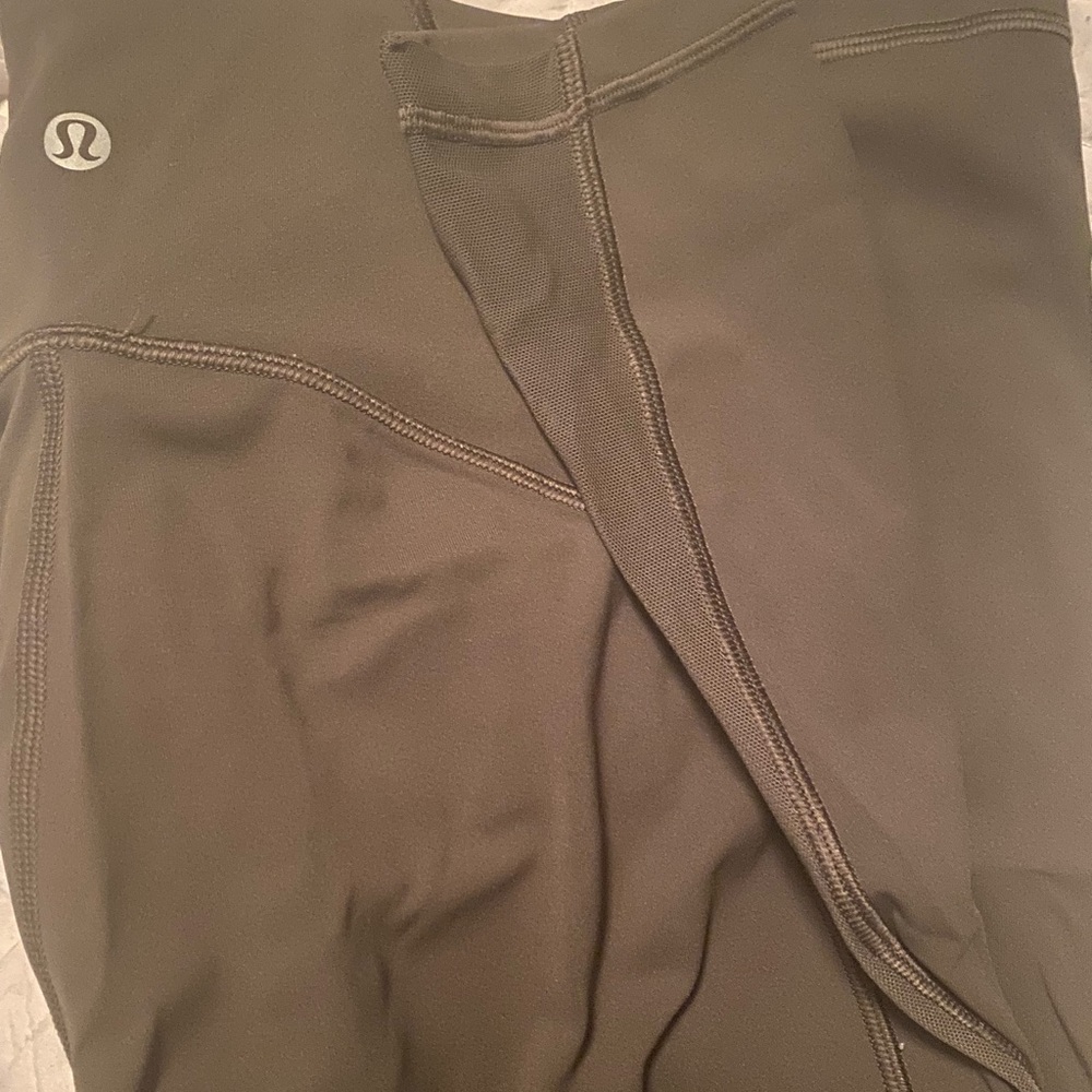 Army green mesh leggings